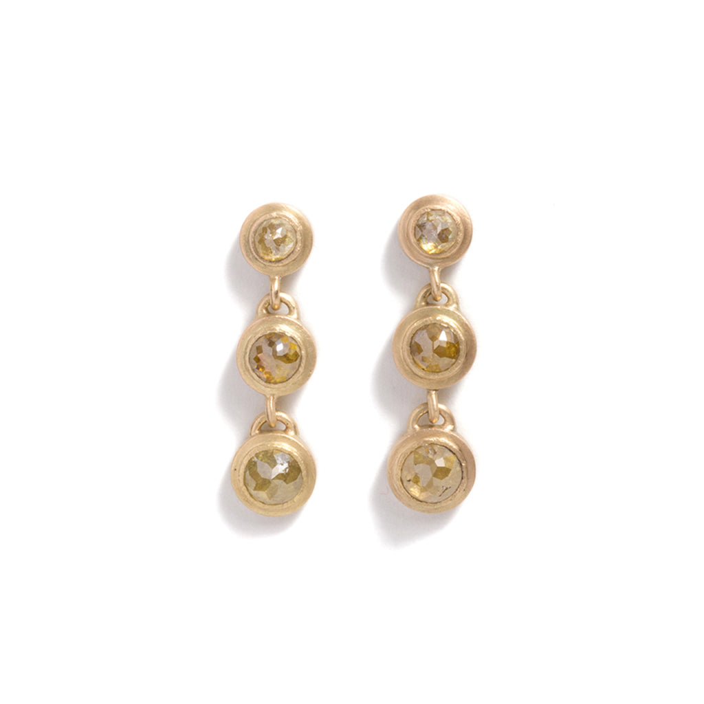 Three Tier Yellow Icy Diamond Earrings