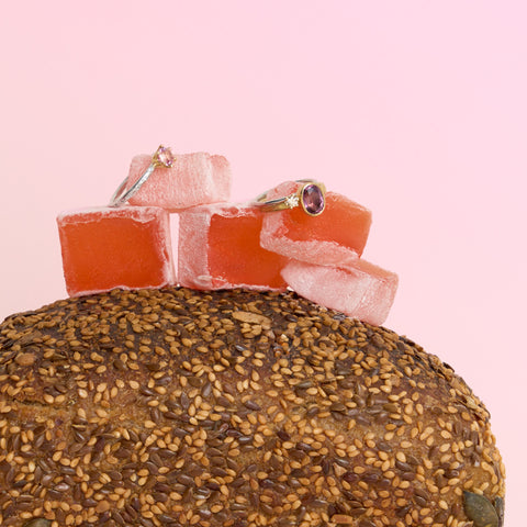 Dark Pink Spinel Stack (Set of Two) Ring