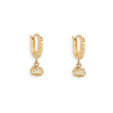 Small Imprint Citrine Hoop Earrings by Lisa Roet