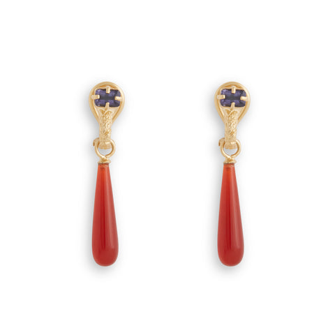 Carnelian Orangutan Imprint Earrings by Lisa Roet