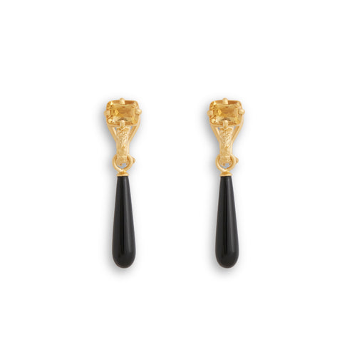 Onyx and Citrine Imprint Earrings by Lisa Roet