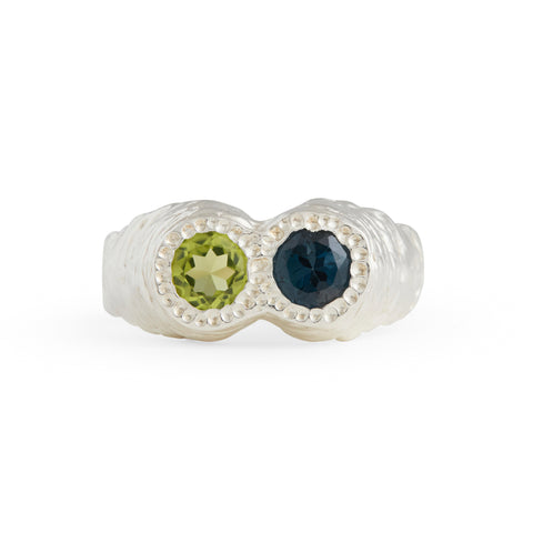 M3DP Topaz & Peridot Double Ring by Georgie Harrison