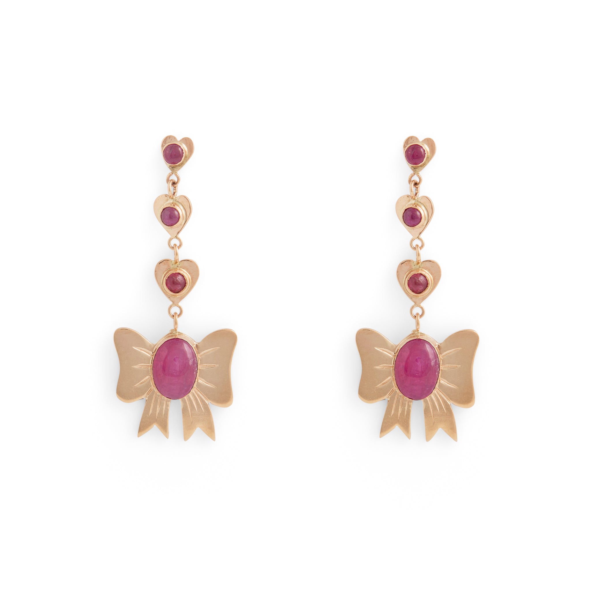 Ruby Bow Drops Earrings