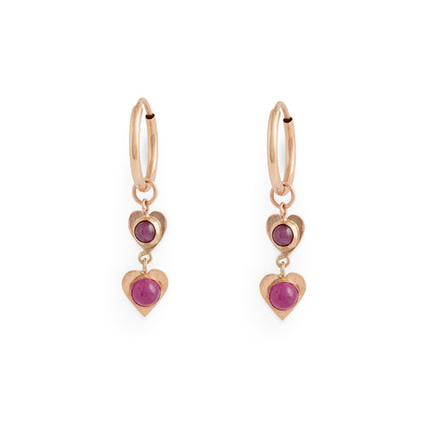 Ruby Heart Hoop Earrings