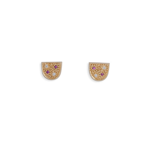 Fuchia Half Moon Studs by Amy Renshaw