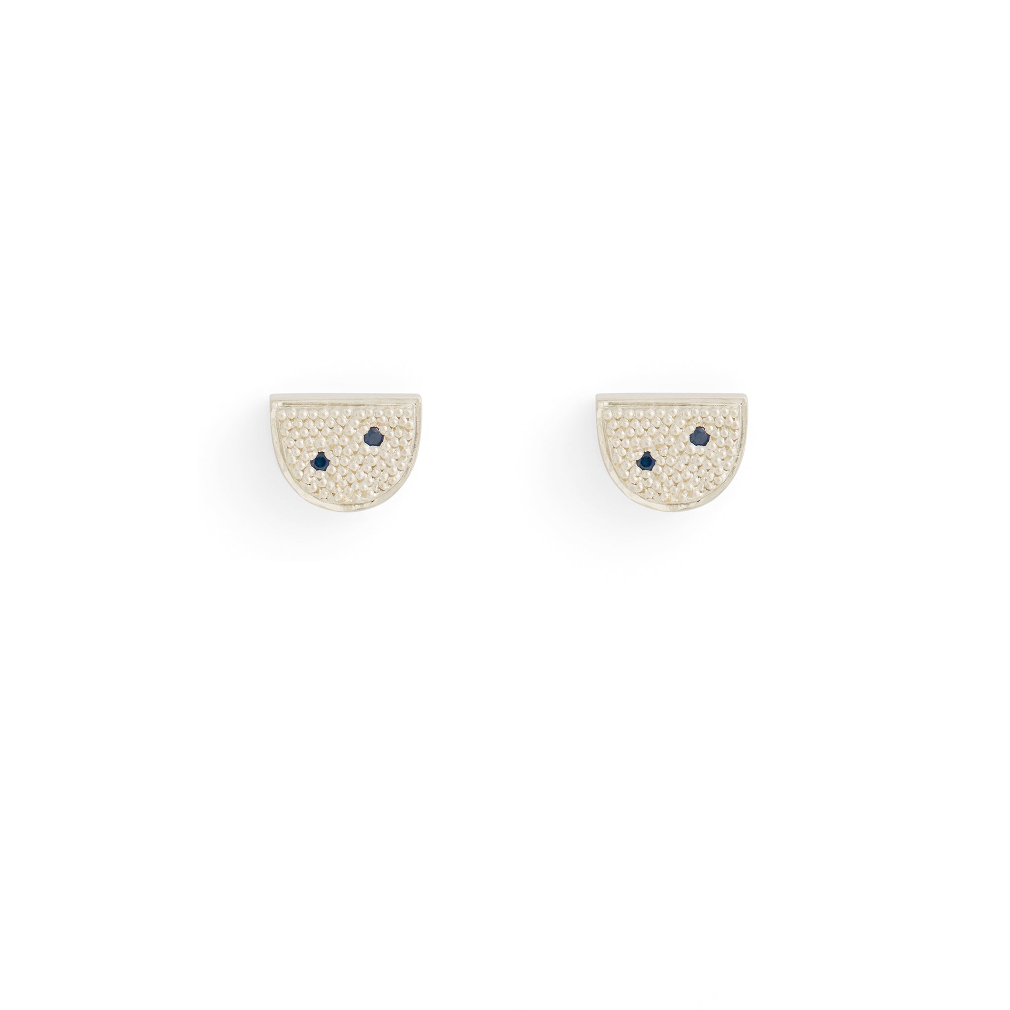Fuchsia Silver Half Moon Studs