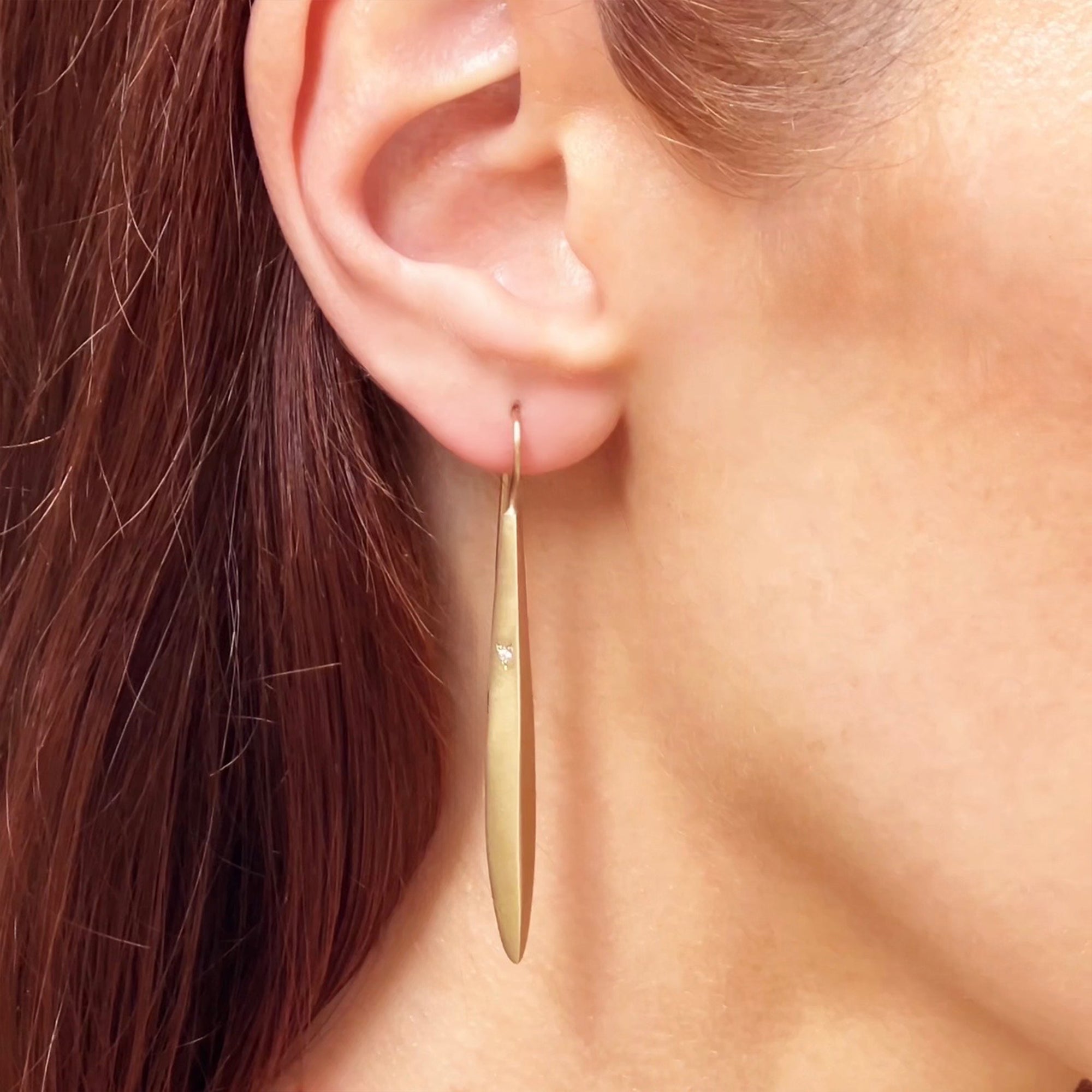 Slender Diamond Drop Earrings