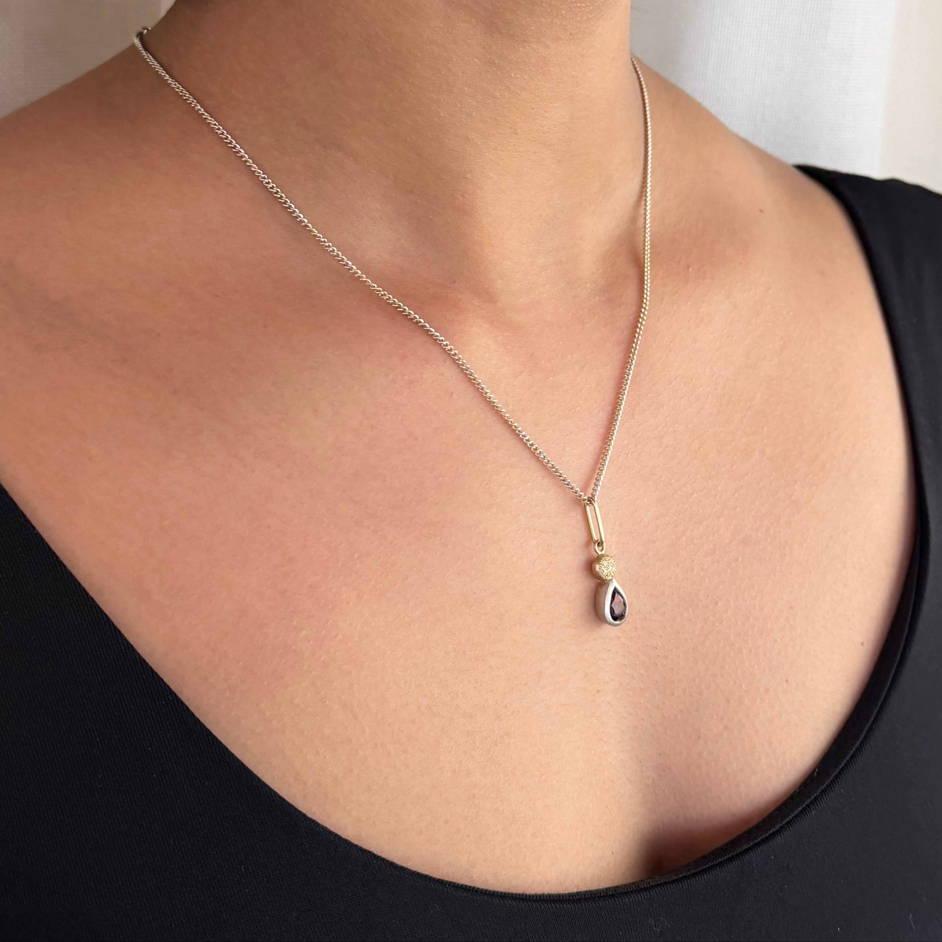 Scarlet Teardrop Garnet and Diamond Pendant