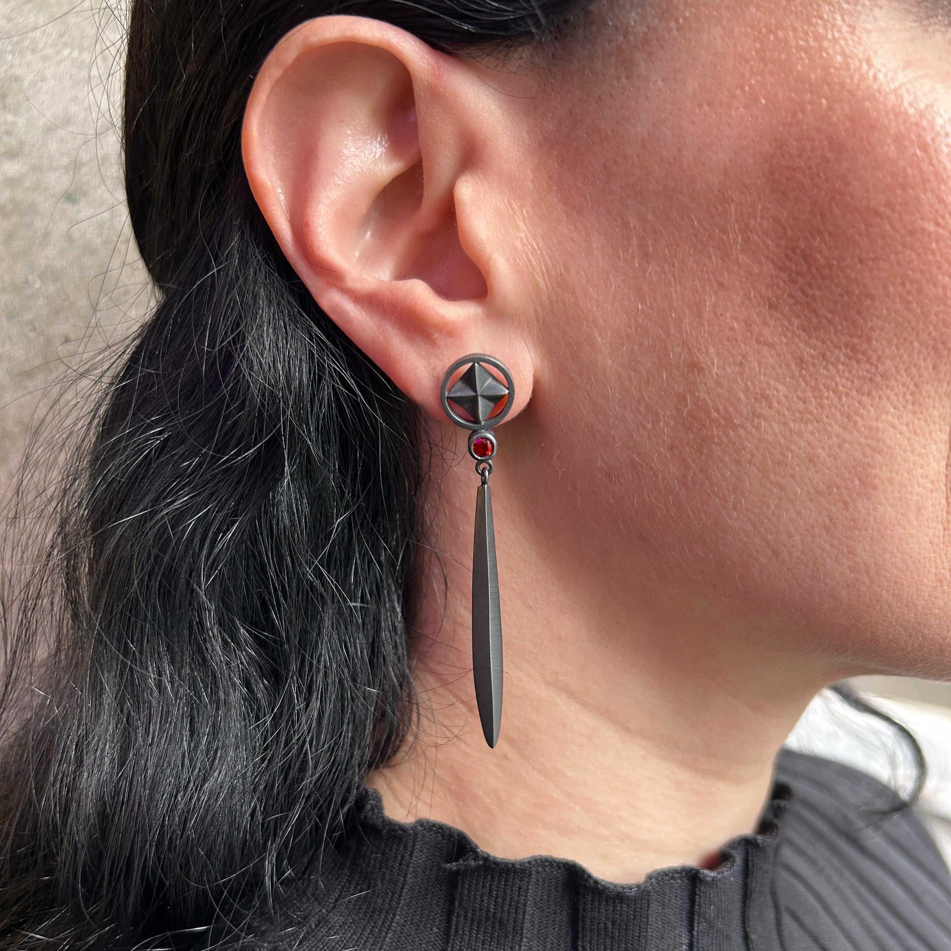 Star with Garnet Earrings