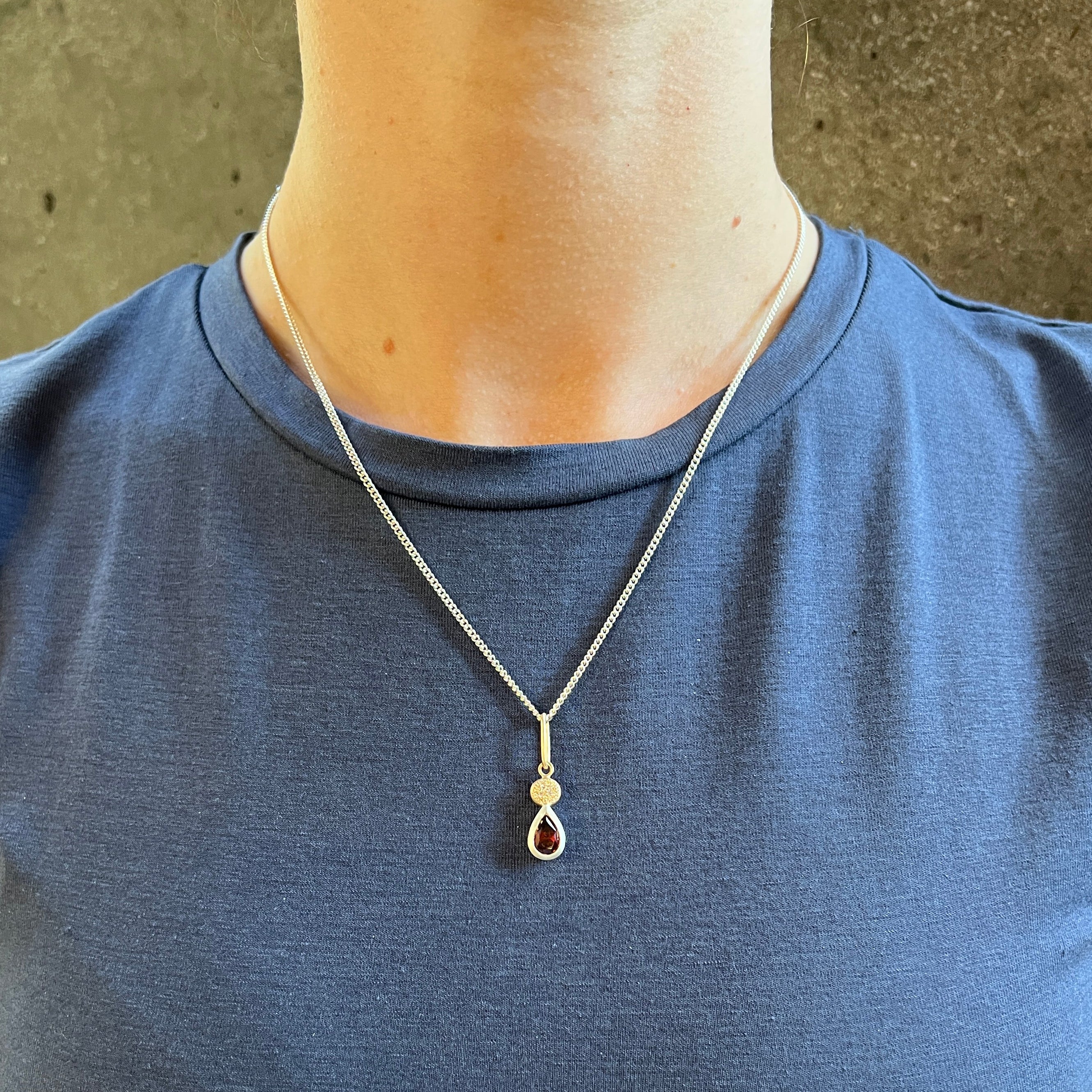 Scarlet Teardrop Garnet and Diamond Pendant