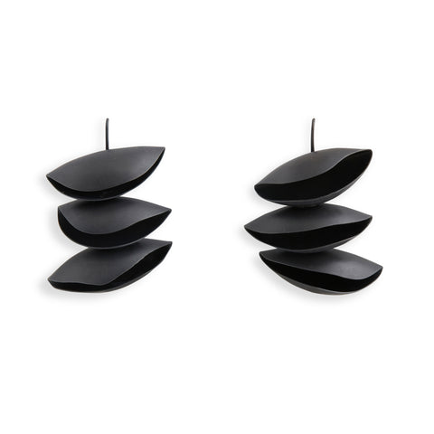 Oxidised Large Triple Seed Pod Earrings by Belinda Esperson