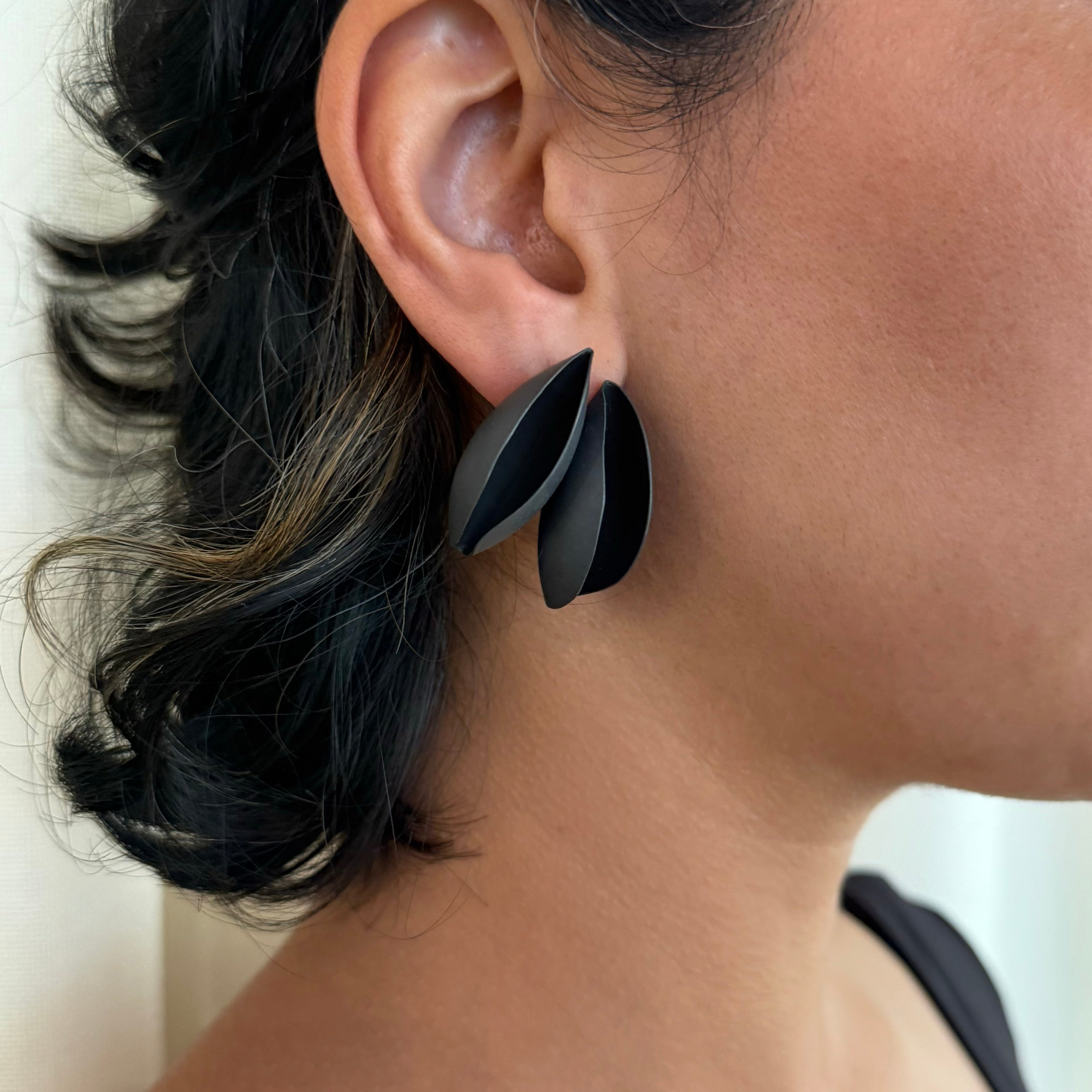 Asymmetrical Double Seed Pod Stud Earrings