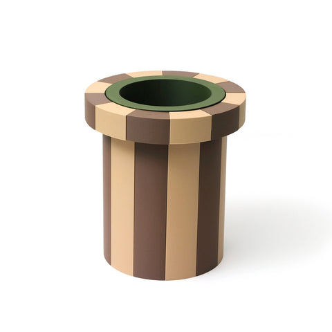 Stripe Vase Large - Chocolate, Latte and Olive by Daniel - Emma