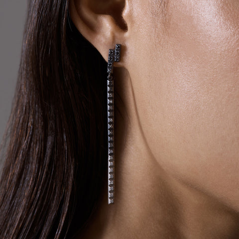 Bias Long Line Gradient Diamond Earrings by Emma Jane Donald
