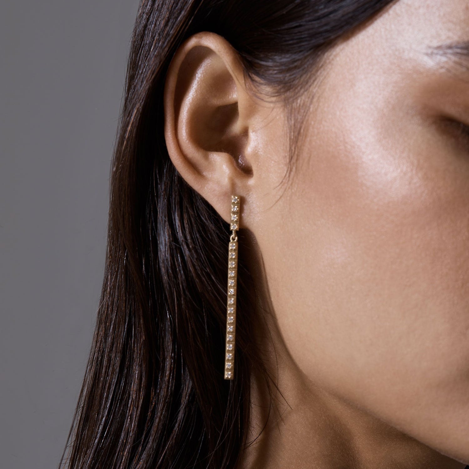 Long Diamond Line Earrings