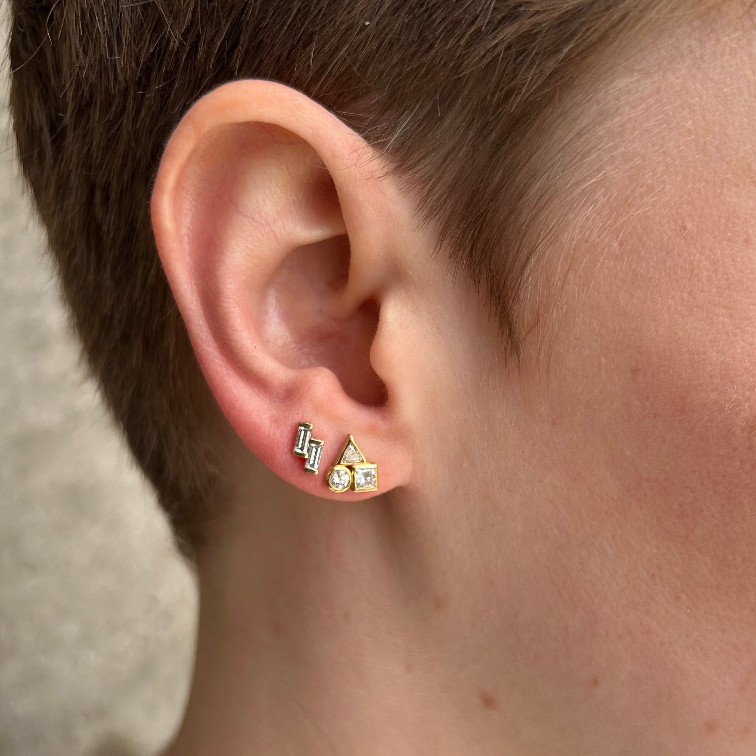 Golden Diamond Element Cluster Earrings