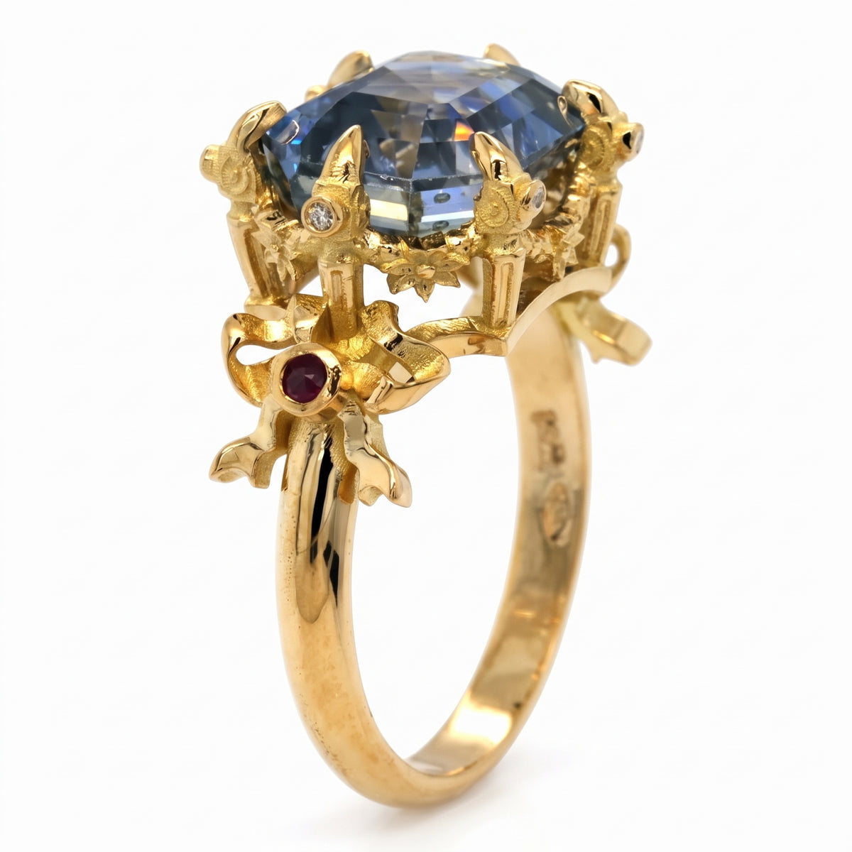 Beribboned Parti Sapphire Ring