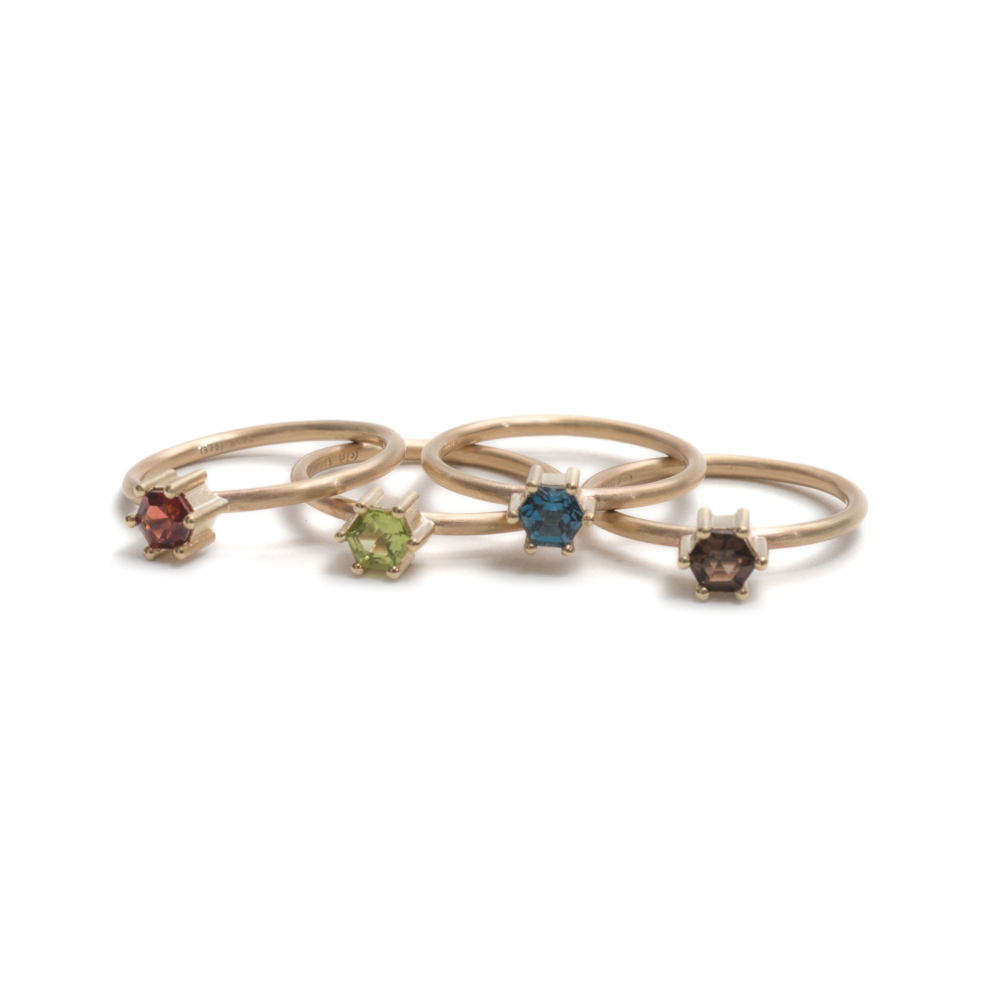 Hexagonal Step Cut London Blue Topaz Stacking Ring
