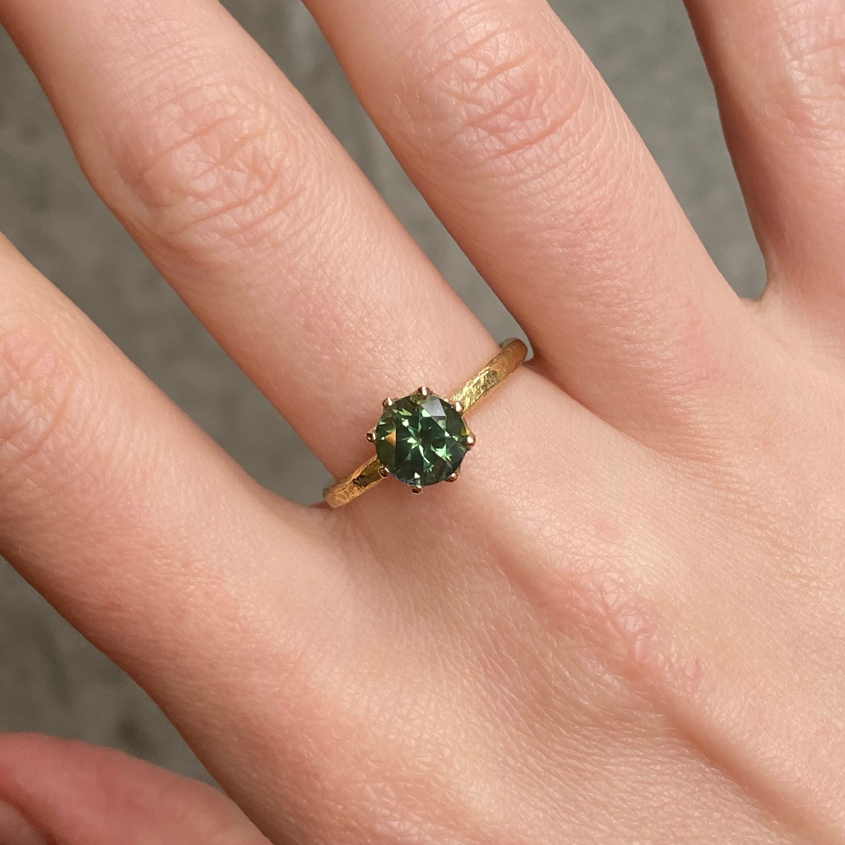 Green Sapphire Solitaire Ring