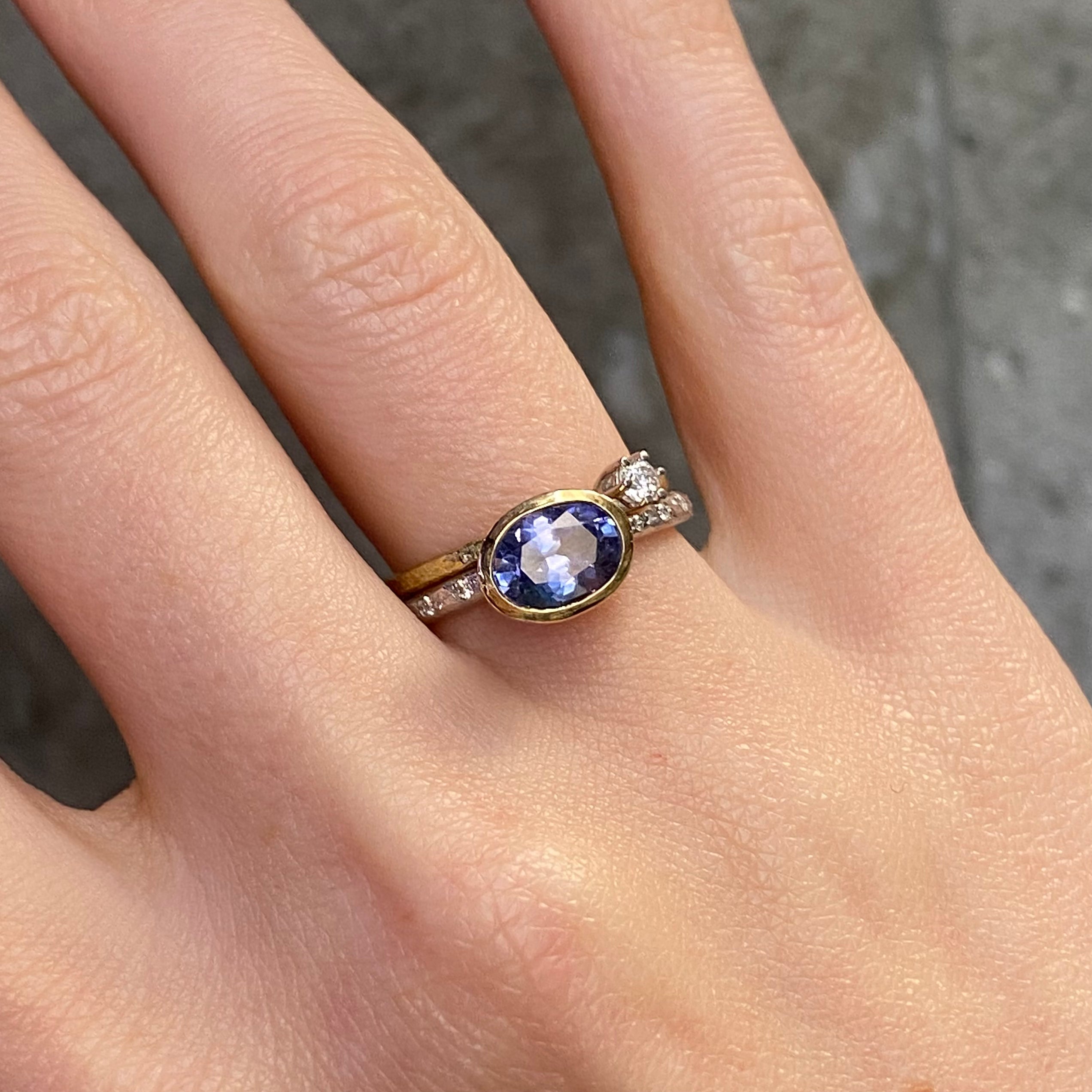 Ceylon Sapphire and Diamond Stack Ring