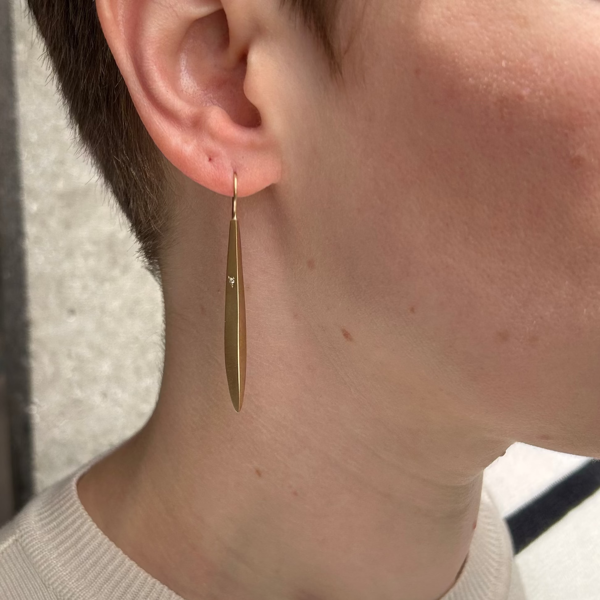 Slender Diamond Drop Earrings