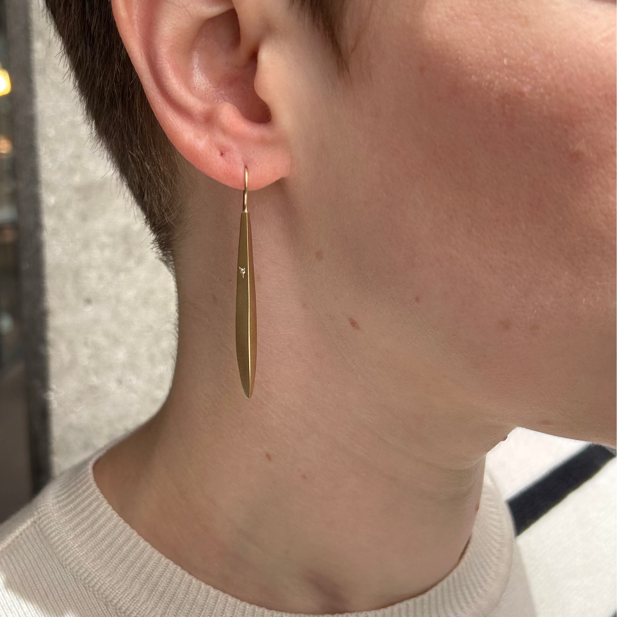 Slender Diamond Drop Earrings