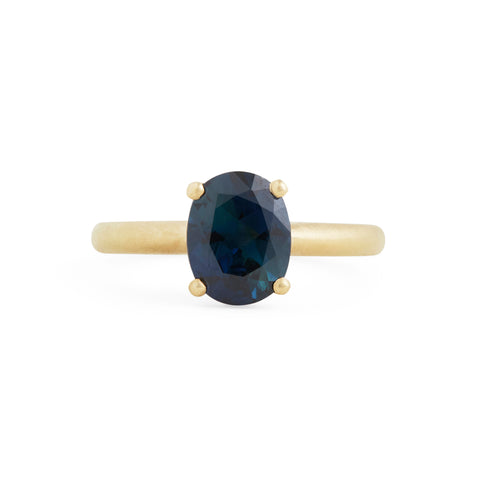 Oval Harvest Teal Parti Sapphire Ring by Julia Storey