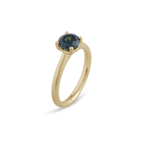 Harvest Round Teal Parti Sapphire Ring