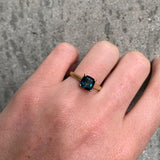 Harvest Cushion Parti teal blue Sapphire Ring