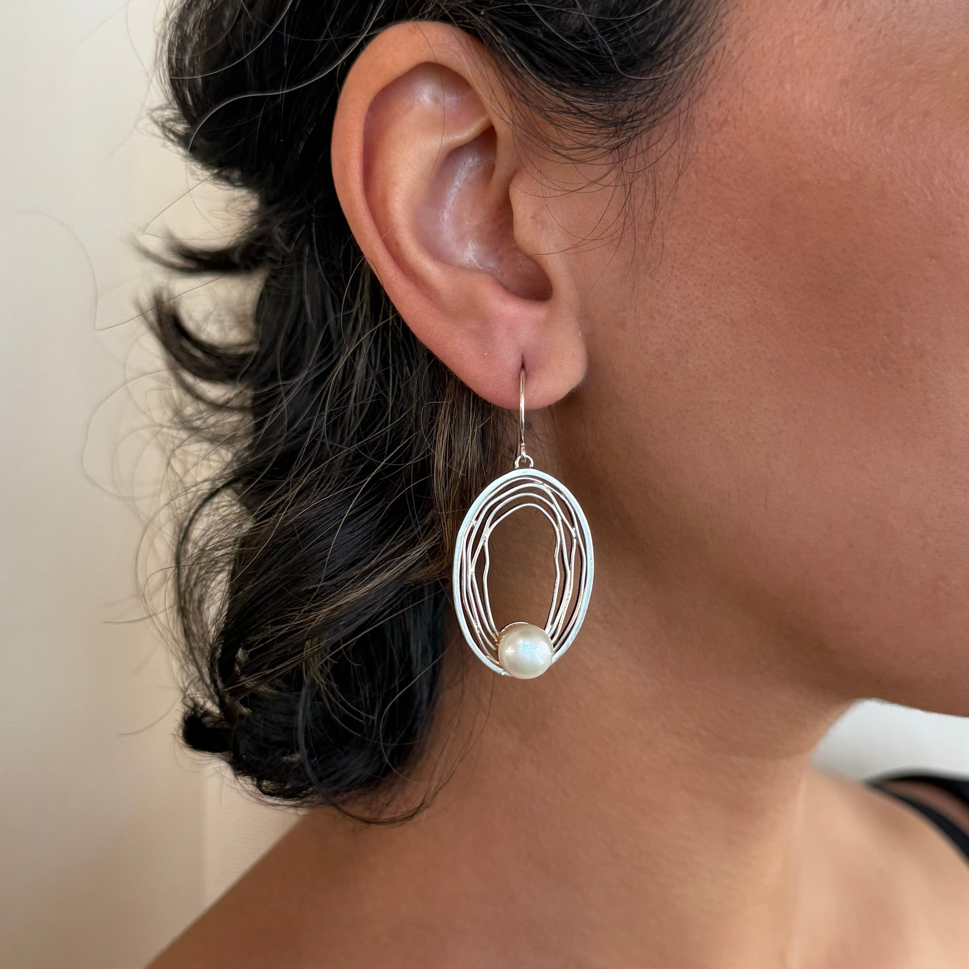 Oval Imprint Hook Earrings