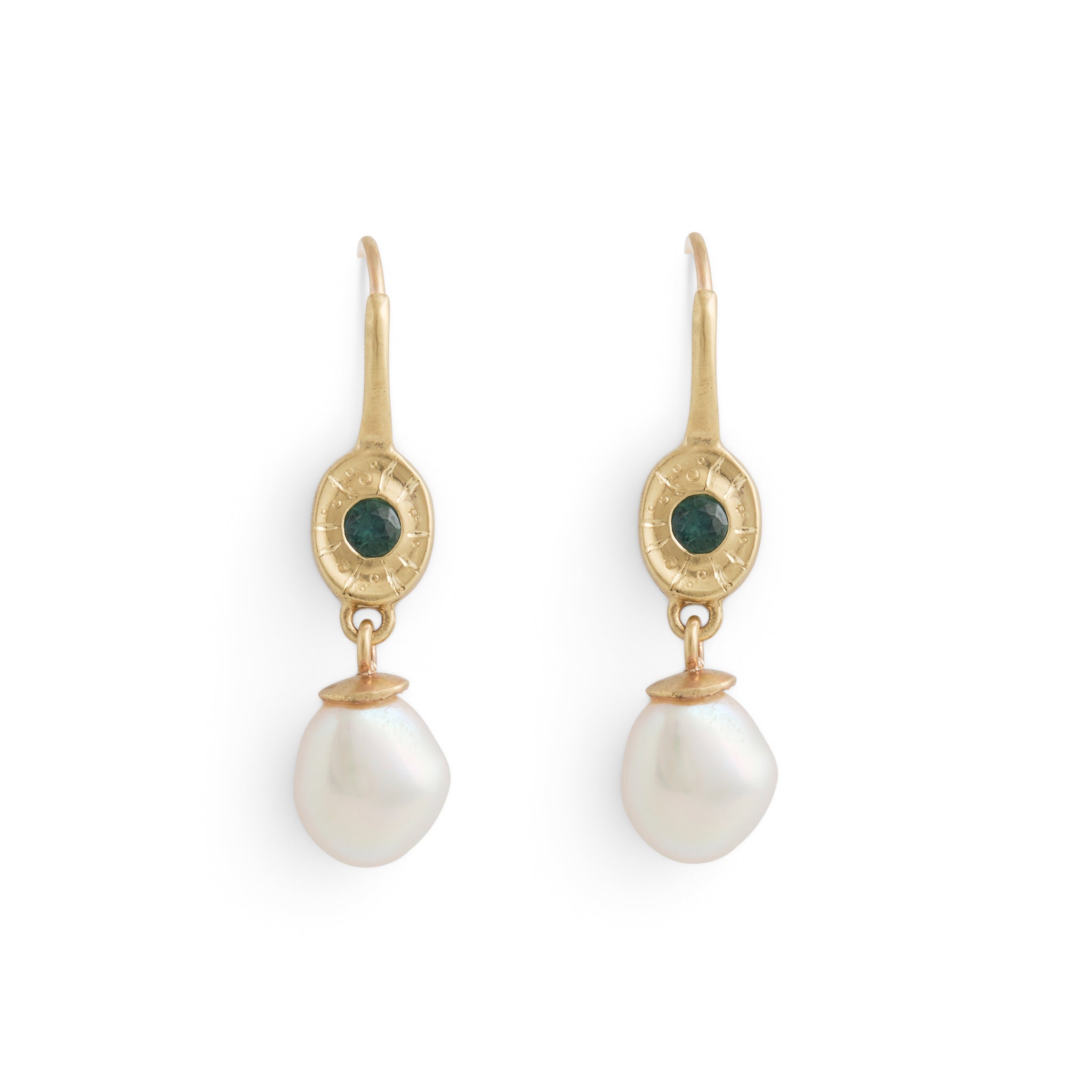 Radiant Depths Sapphire & Keshi Pearl Hook Earrings