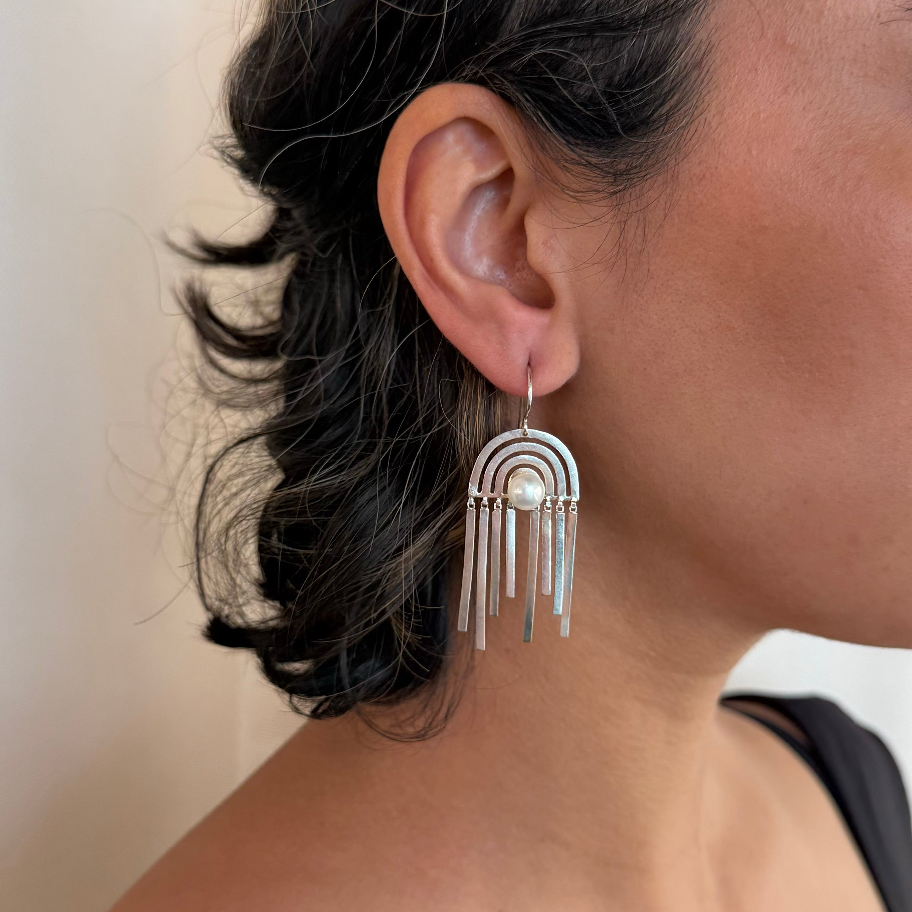 Shift with Pearl Earrings