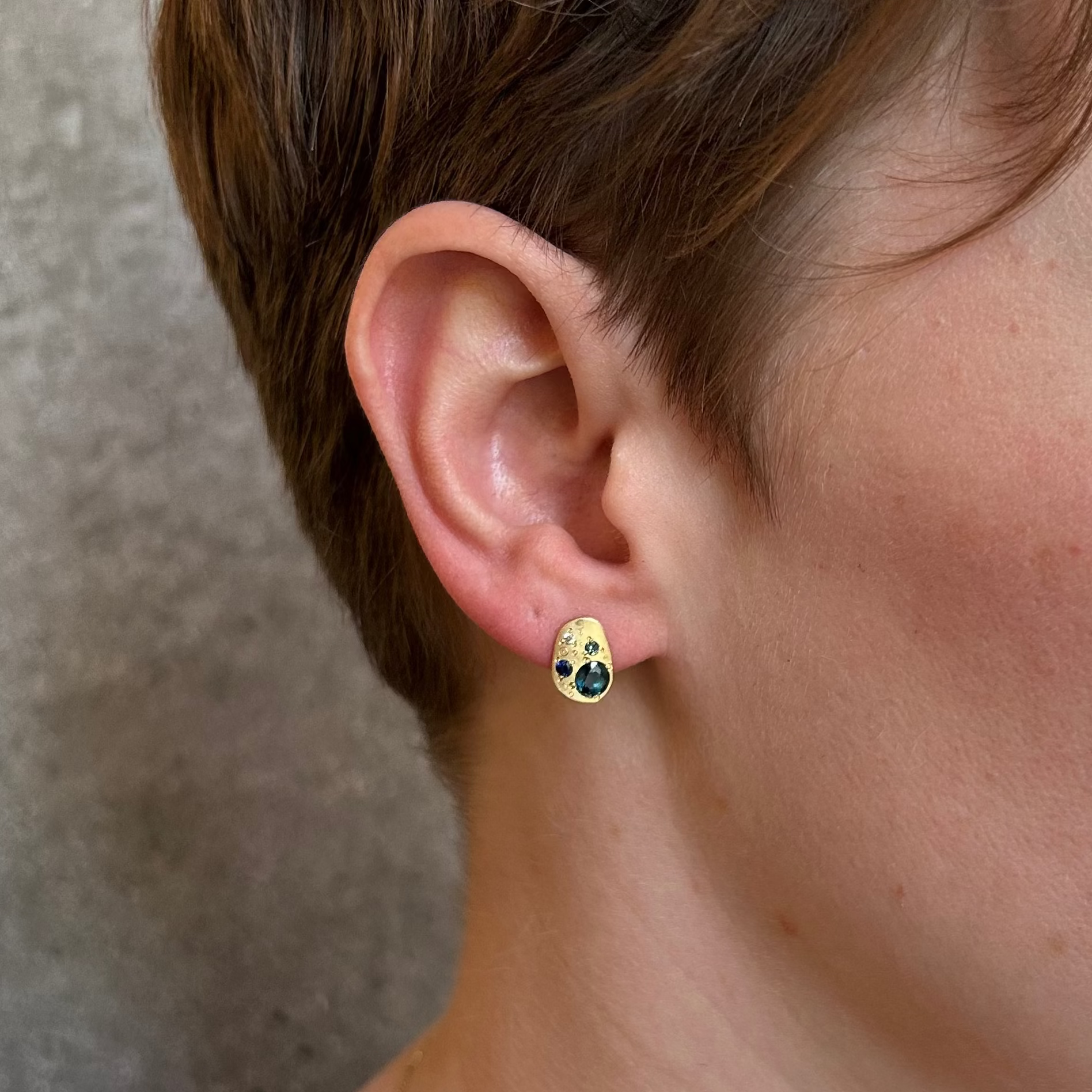 Cloudburst Sapphire and Diamond Stud Earrings