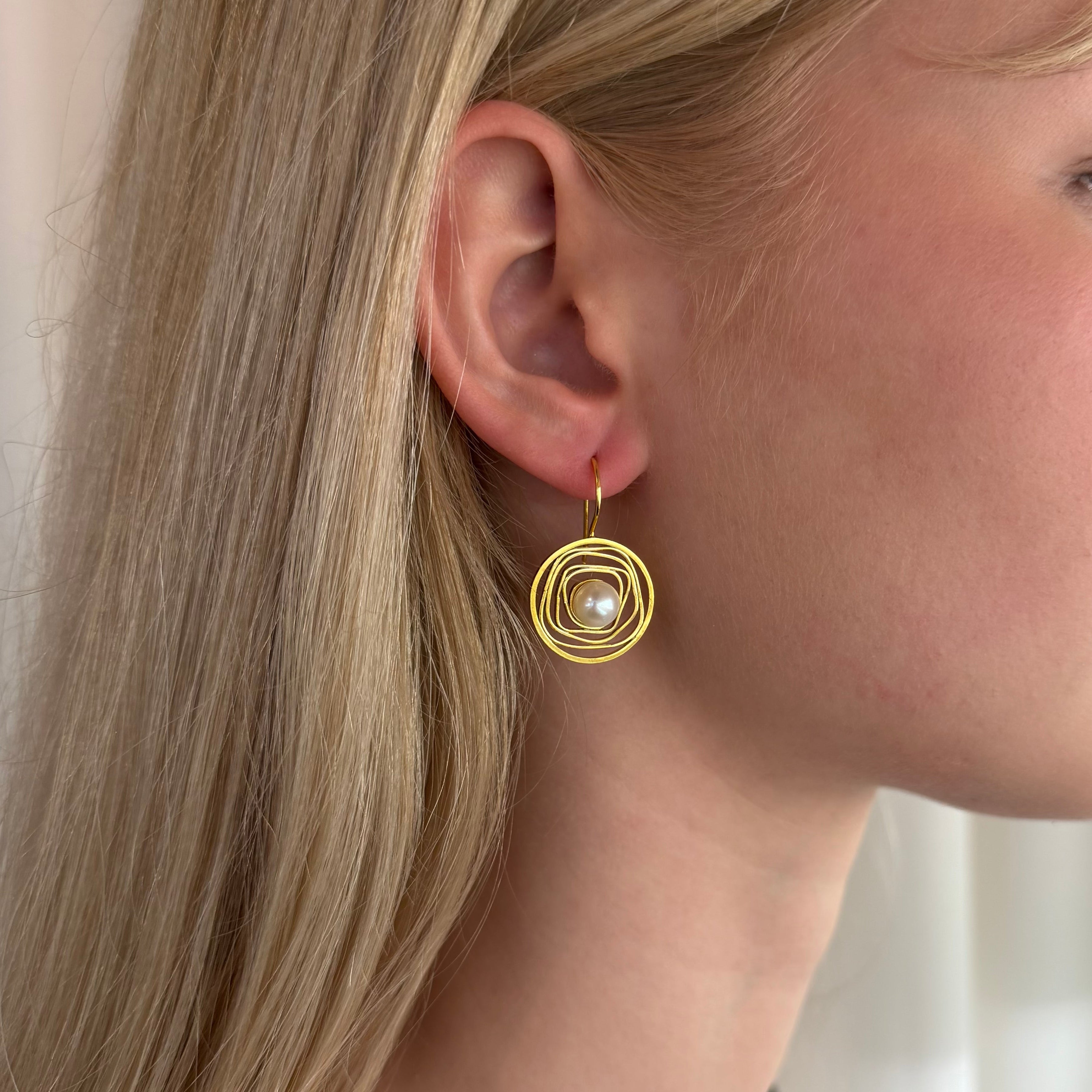 Golden Imprint Hook Earrings