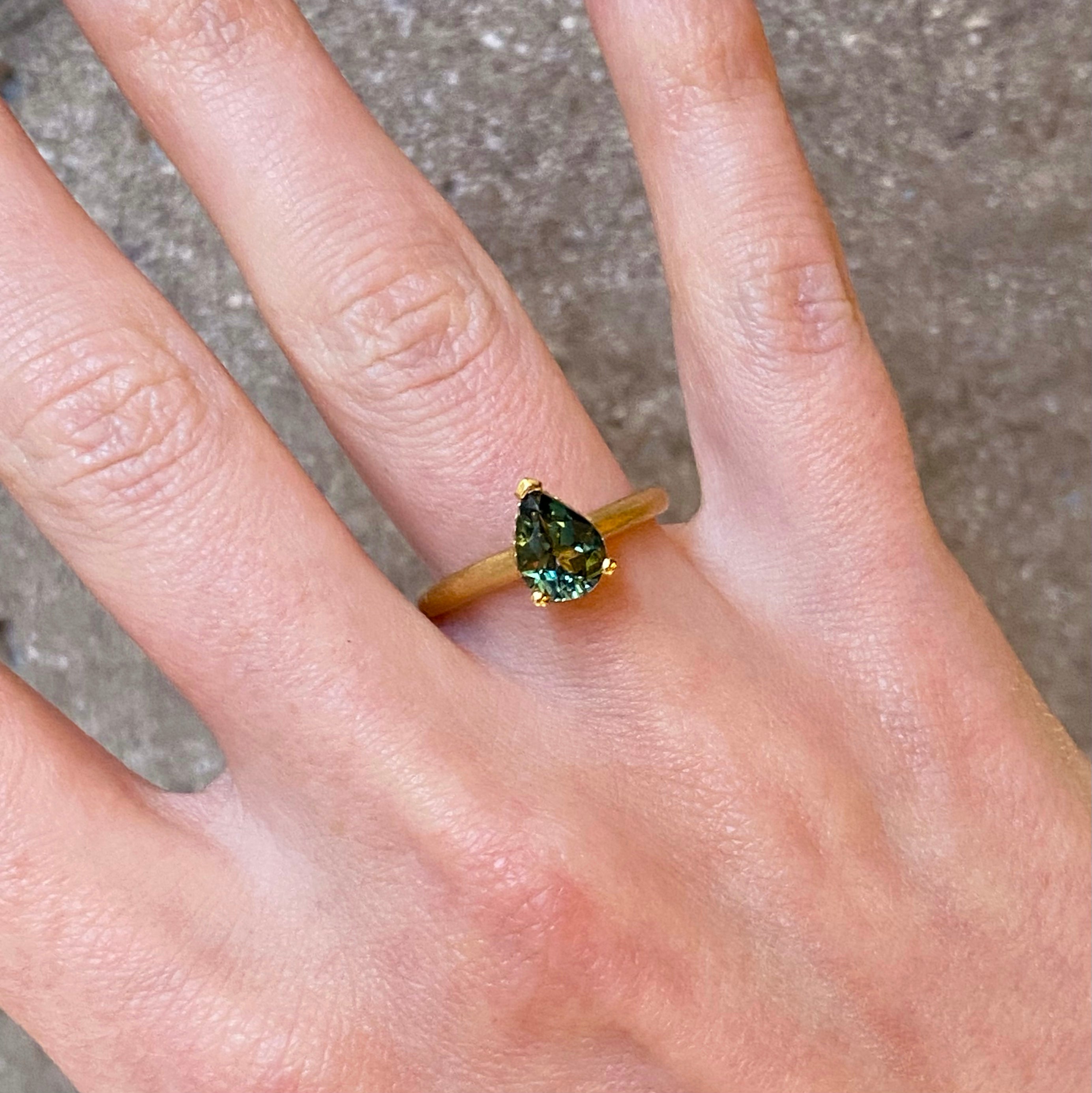 Harvest Pear Solitaire Ring