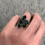 Harvest Cushion Parti teal blue Sapphire Ring