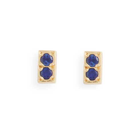 2 Stone Blue Bar Studs by Kieran Jackson