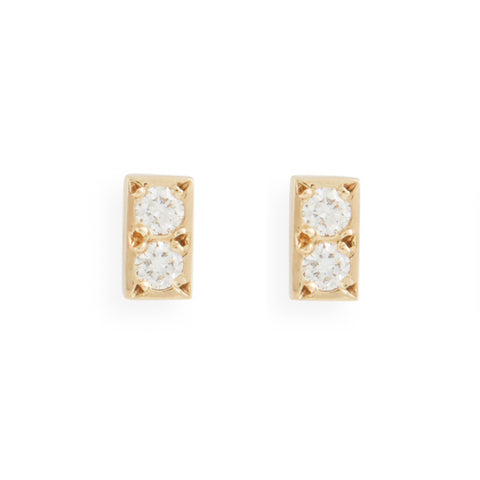 2 Stone Diamond Bar Studs by Kieran Jackson