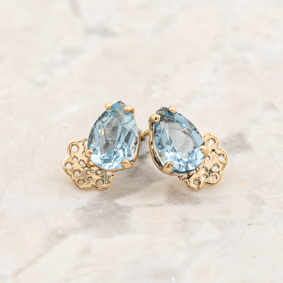 Auric Arc Aquamarine Earrings