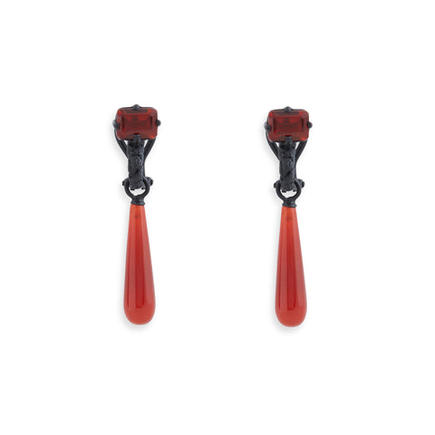 Carnelian Drop with Large Garnet Earrings by Lisa Roet