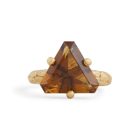 Orangutan Rounded Band with Triangle Quartz Ring by Lisa Roet