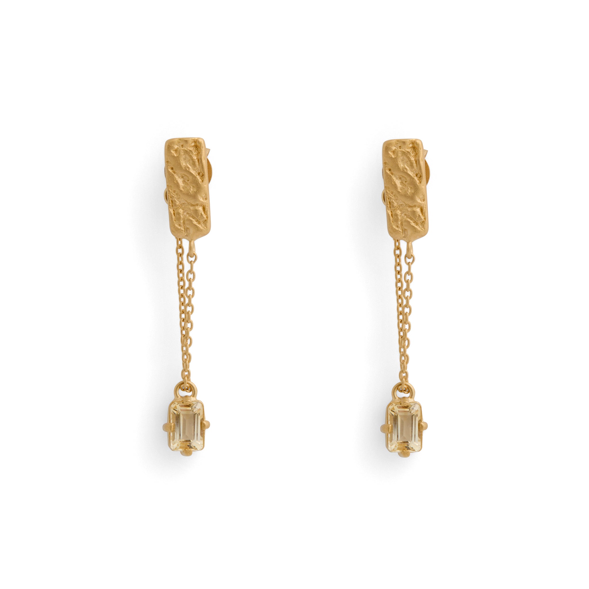 Gorilla Skin Chain Drops with Pale Citrines Earrings