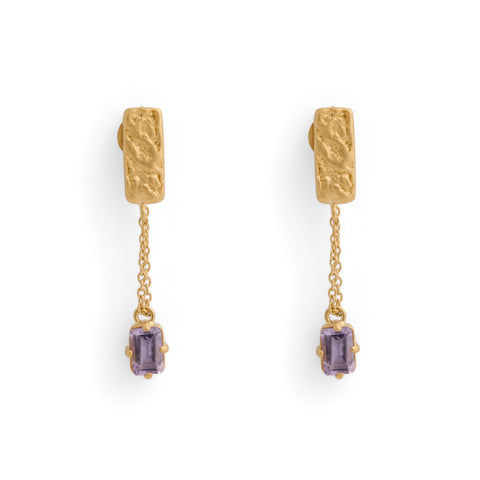 Small Skin Drop Chain with Amethyst Earrings by Lisa Roet