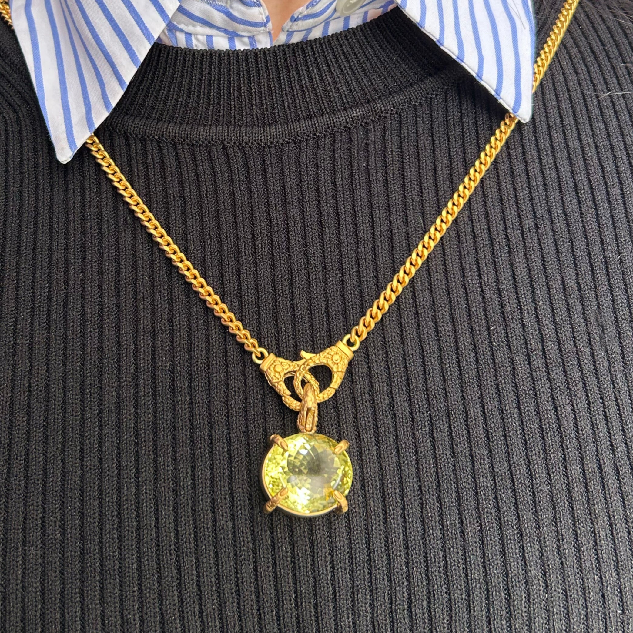 Gibbon Finger Lemon Quartz Pendant (Charm Only)