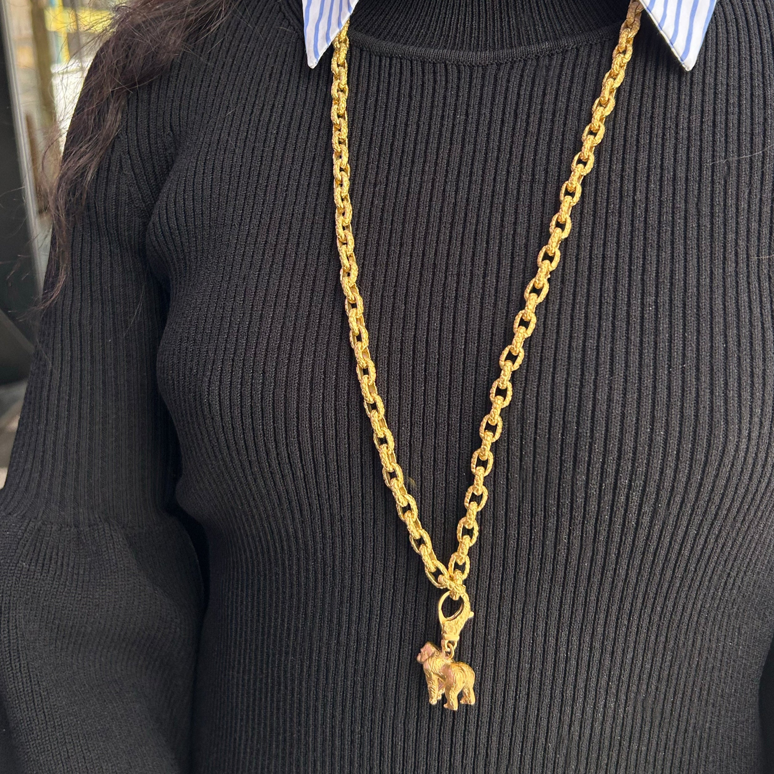 Orang-Utan Skin Link Chain with 4 x Lobster Clasps and Gorilla Charm