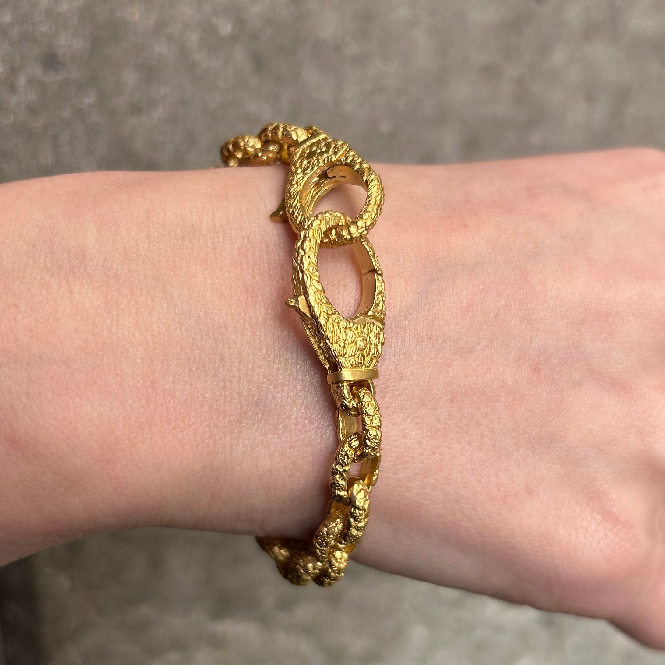 Orang-utan Skin Link Chain with Double Lobster Bracelet