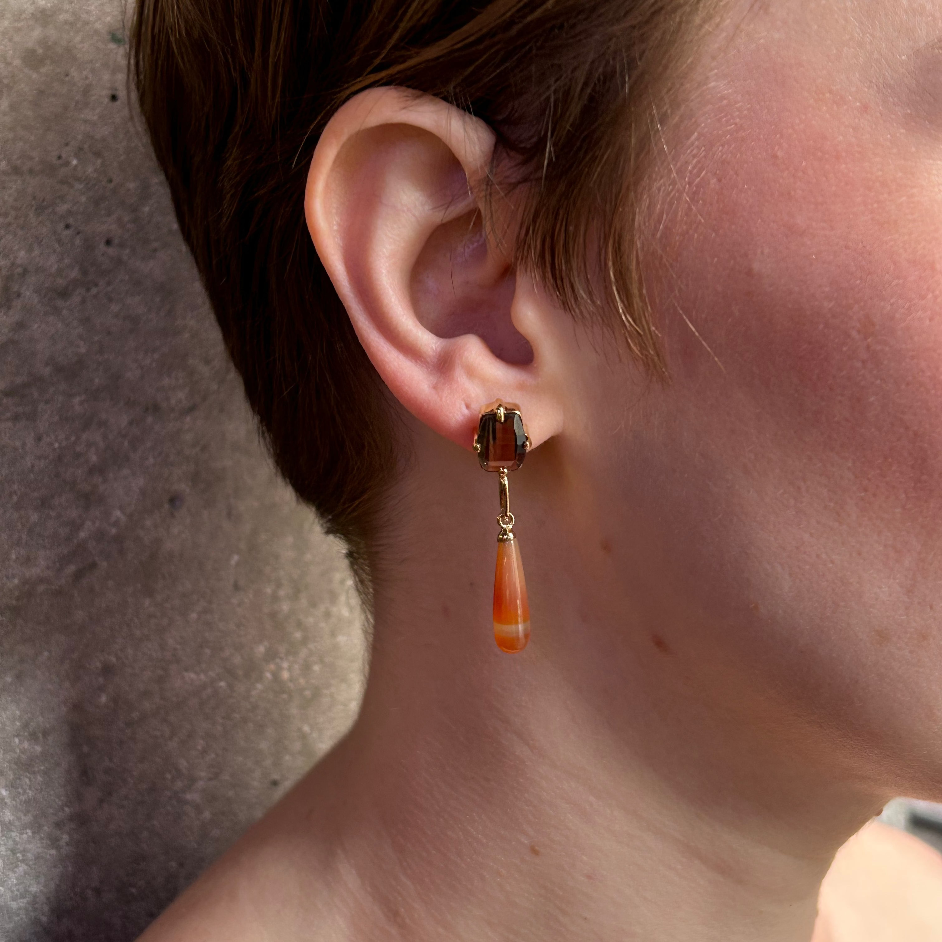 Smokey Quartz and Agate Earrings
