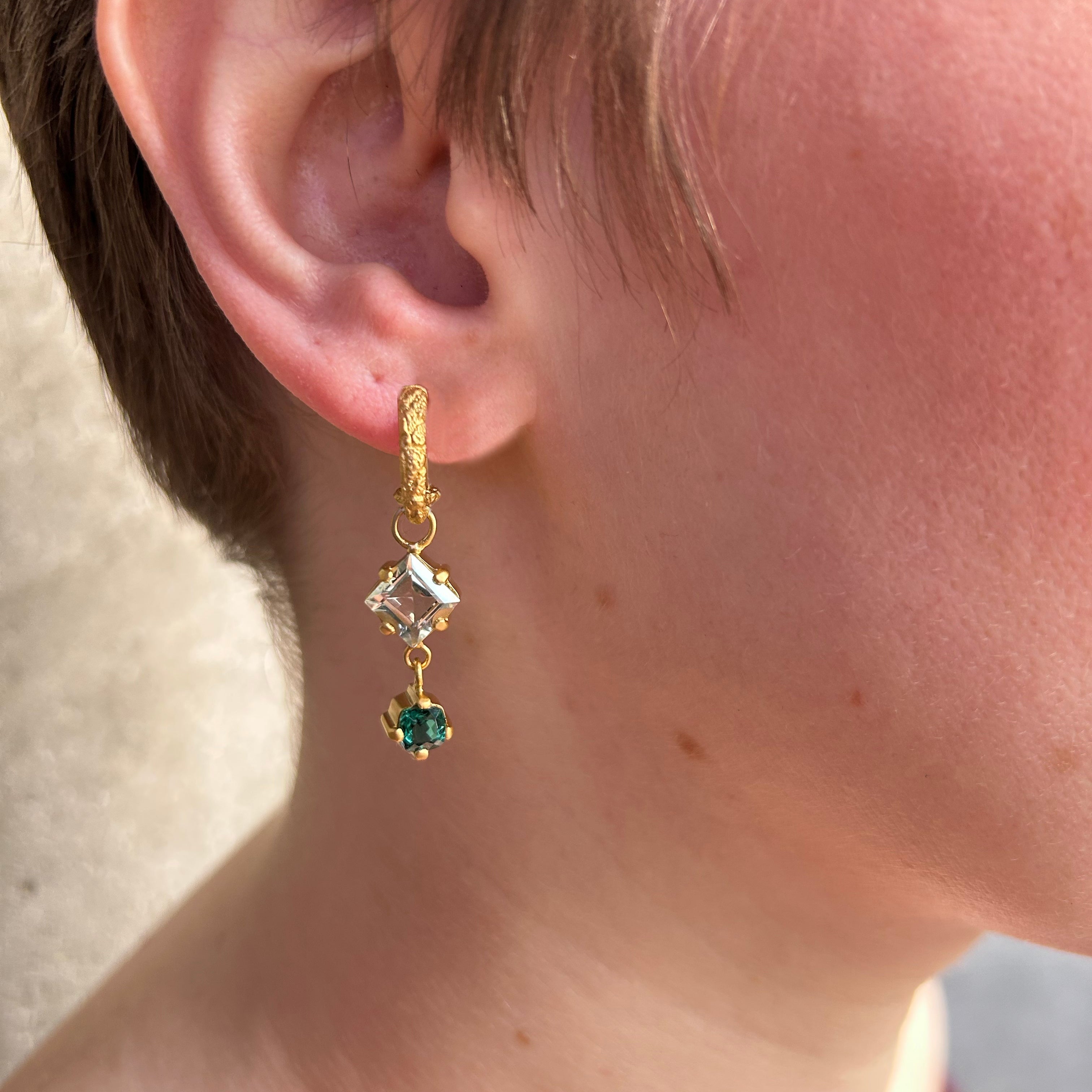 Double Stone Skin Earrings