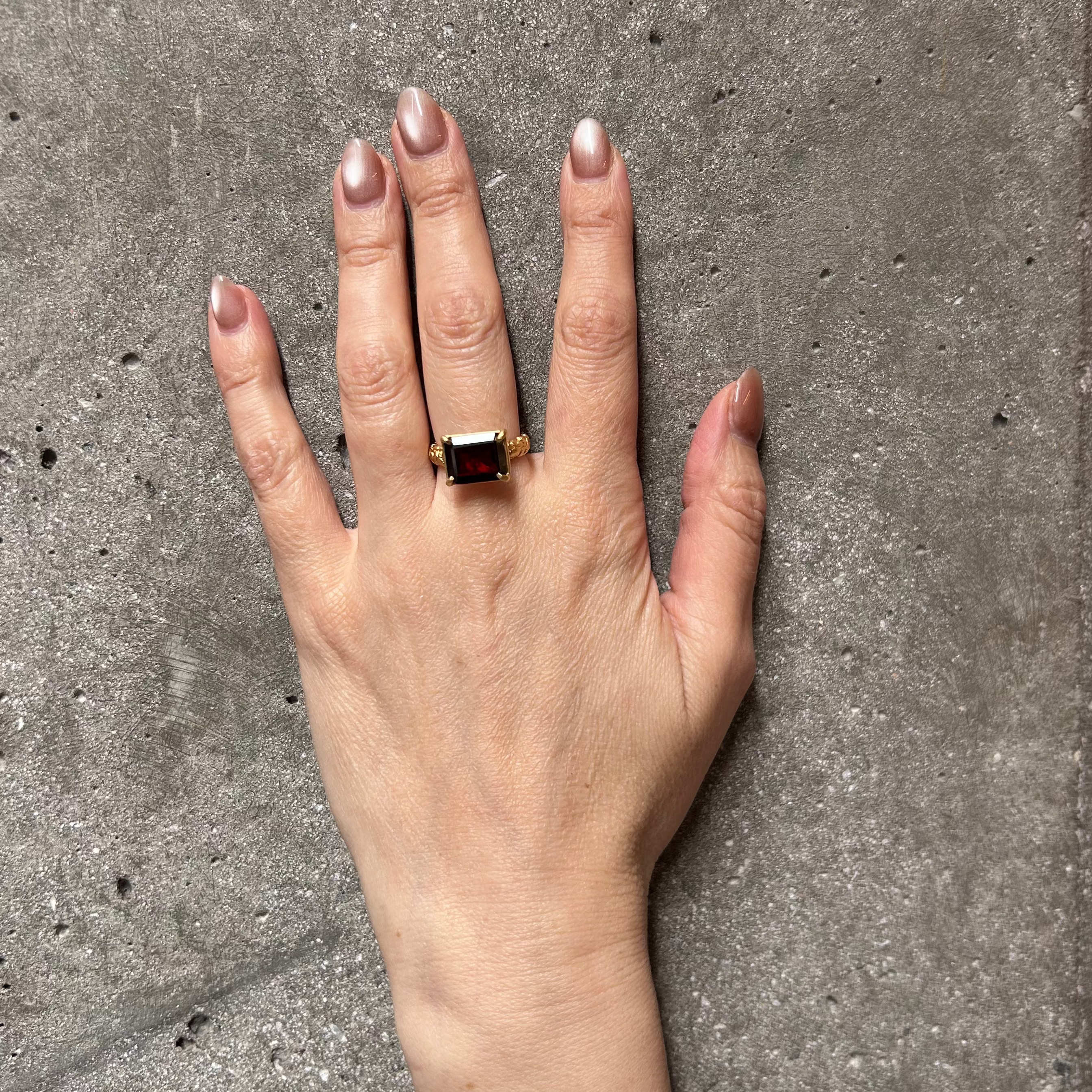 Garnet with Orangutan Skin Ring