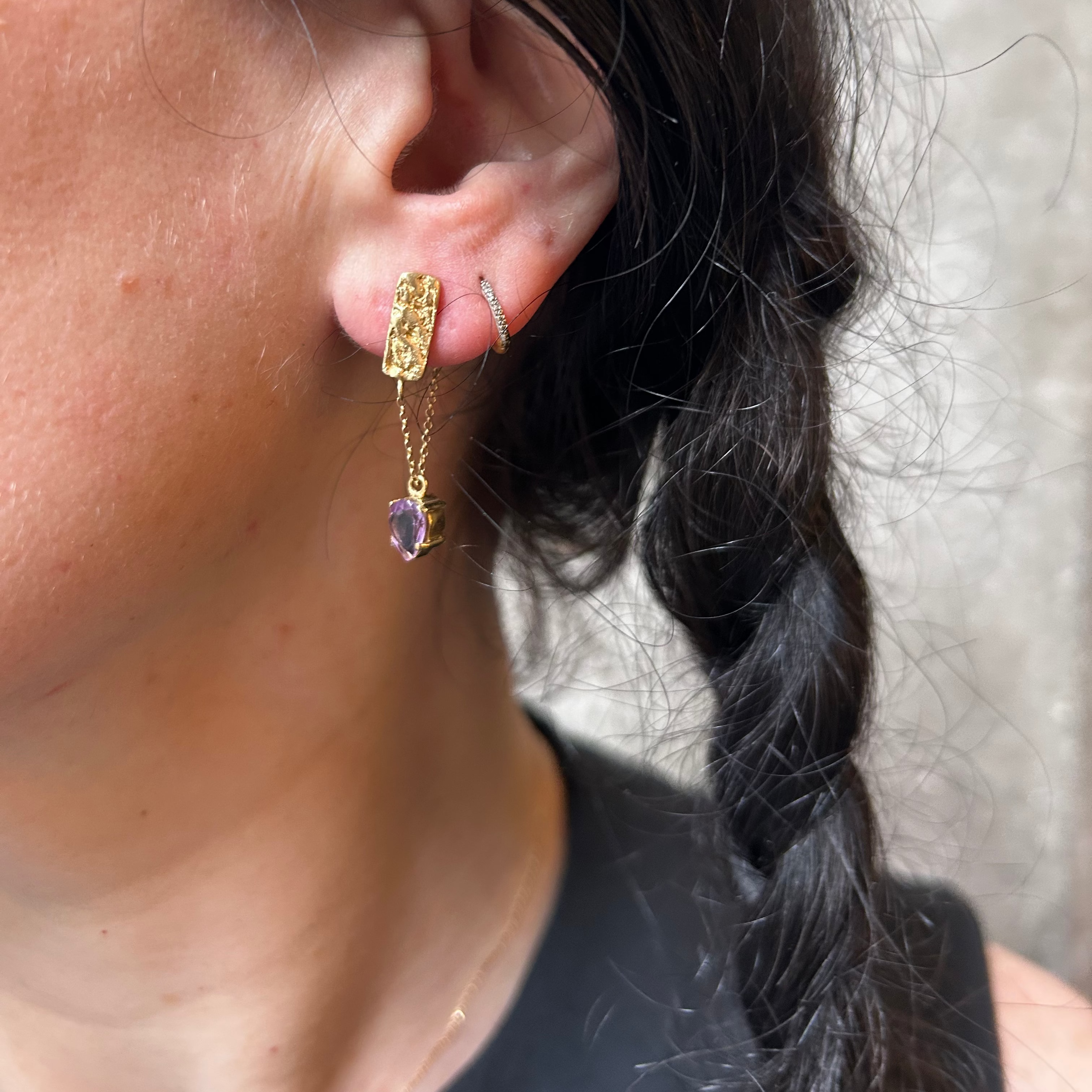Skin Chain Drop with Amethyst Earrings